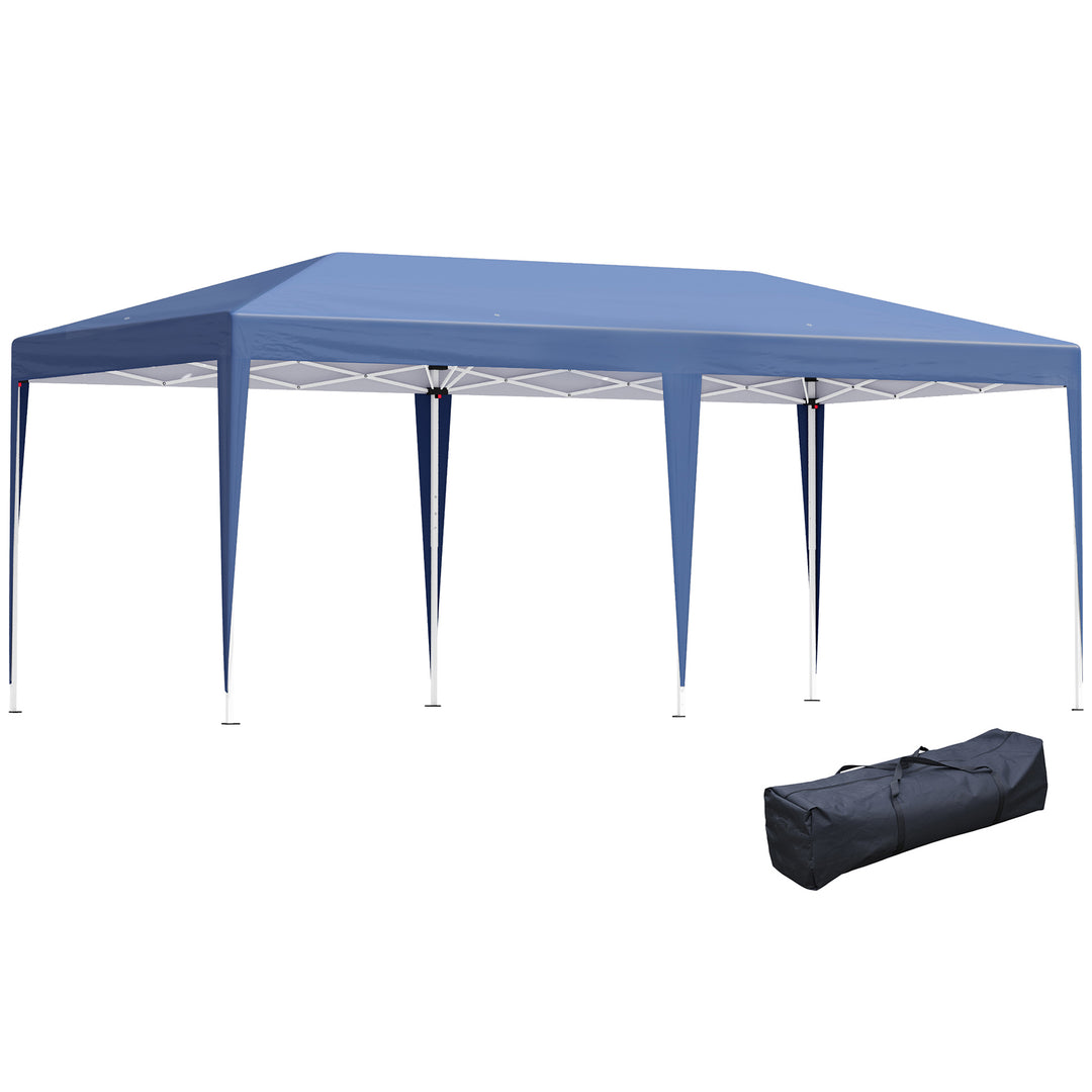 Pop Up Gazebo 3 x 6m, Foldable Canopy Tent, Height Adjustable Wedding Awning Canopy w/ Carrying Bag, Blue