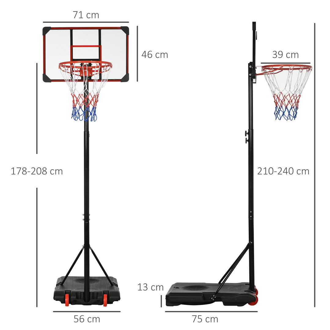 SPORTNOW Height Adjustable Basketball Hoop and Stand for Kids with Sturdy Backboard and Weighted Base, Portable on Wheels, 1.8-2m | Aosom UK