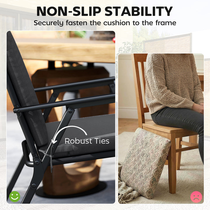 Outdoor Seat Cushions Set of 2 with Ties, Waterproof Garden Seat Pads,