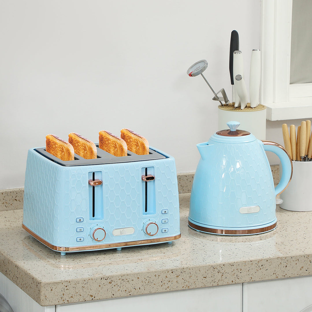 Kettle and Toaster Set, 1.7L 3000W Fast Boil Jug Kettle, 4 Slice Toaster with 7 Level Browning Controls