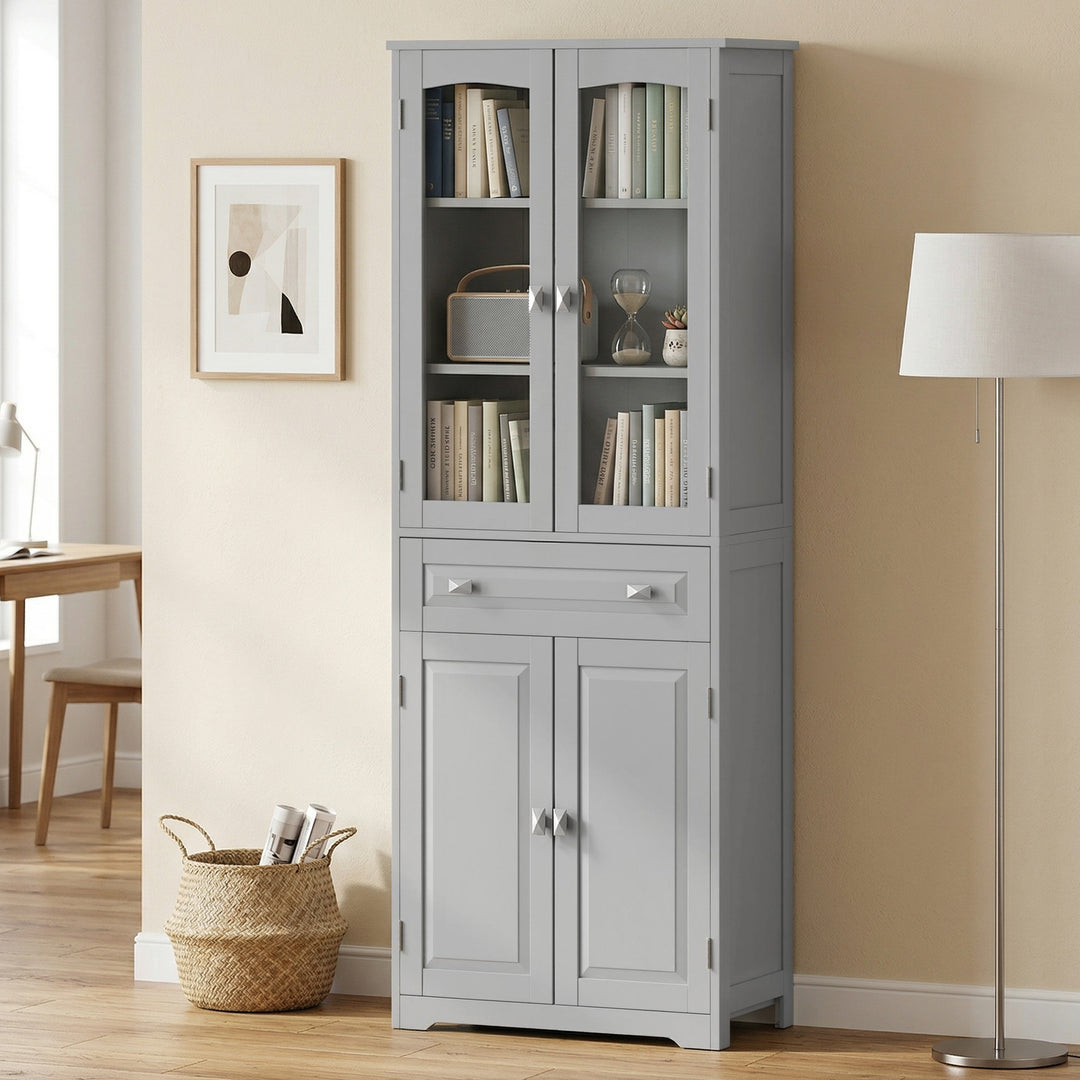 Freestanding Kitchen Cupboard, Storage Cabinet with 2 Adjustable Shelv