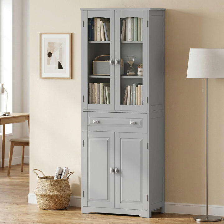 Freestanding Kitchen Cupboard, Storage Cabinet with 2 Adjustable Shelv