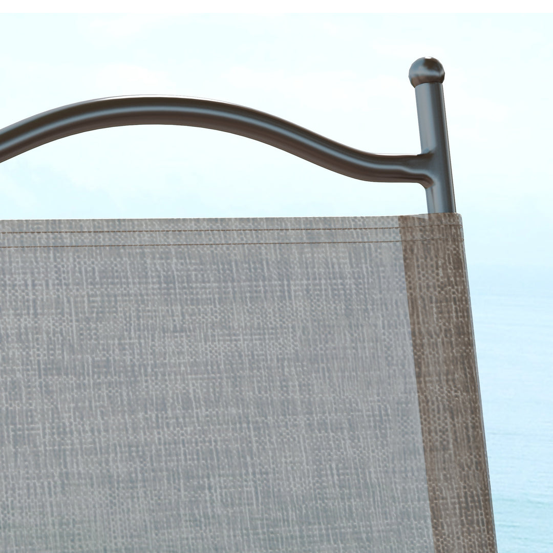 Set of Two Folding Garden Chairs, with Fabric Mesh Seats - Mixed Brown