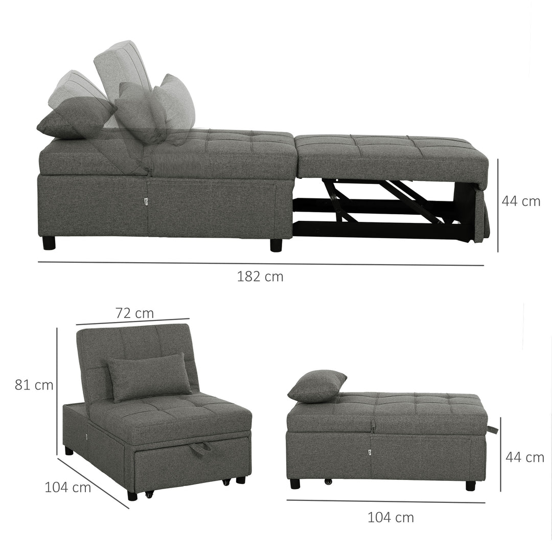 Four-In-One Single Sleeper Chair - Dark Grey