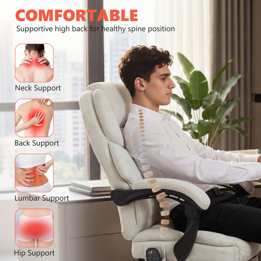 Office Chair with 6-point Vibration Massage and Heat, Fabric Desk Chai