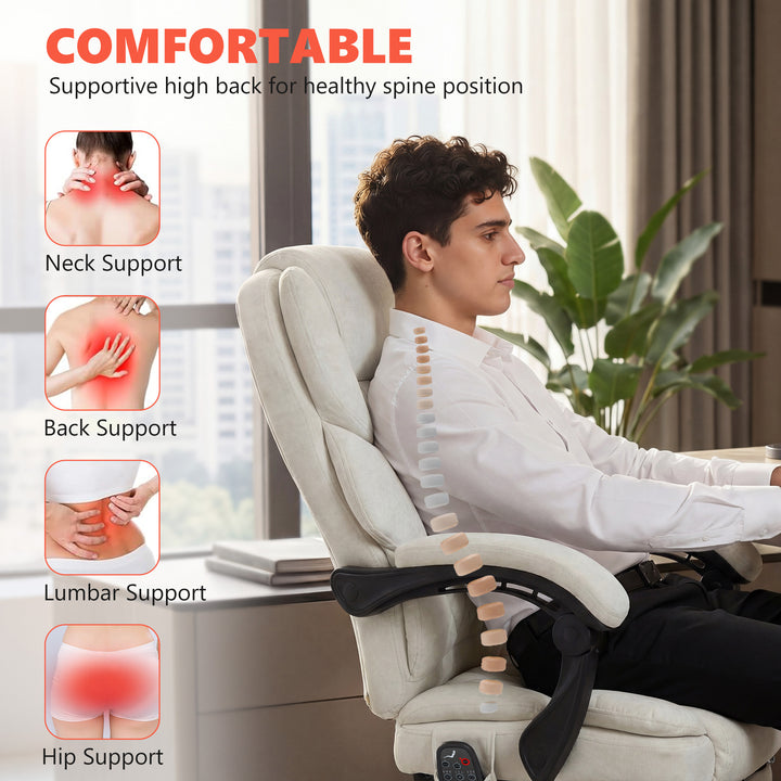 Office Chair with 6-point Vibration Massage and Heat, Fabric Desk Chai