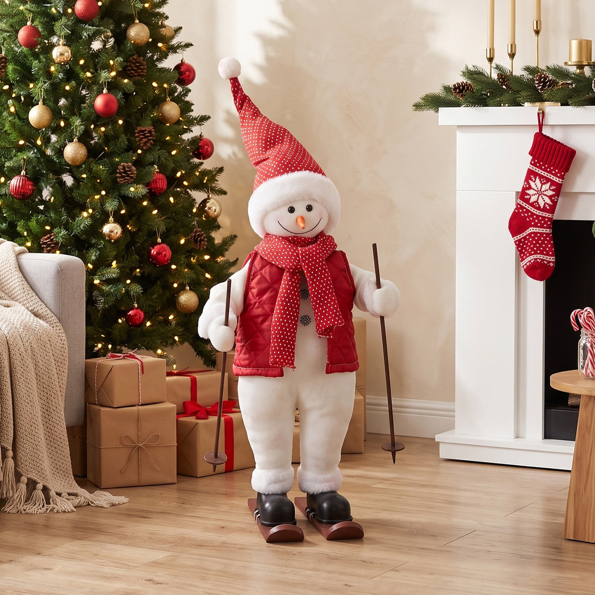 2ft Singing Skiing Santa Claus, Standing Christmas Animated Santa - view 2