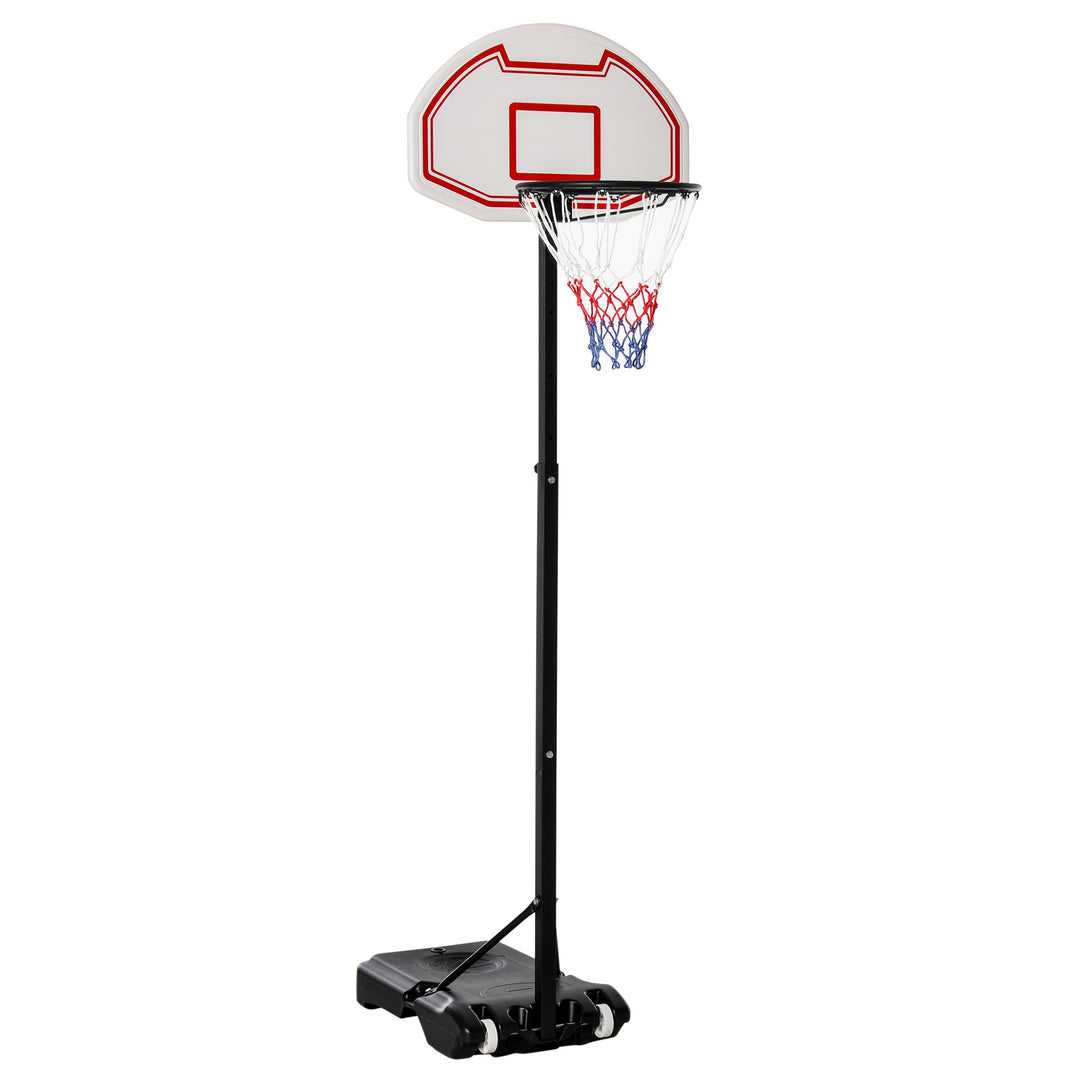 MCL Basketball Hoop Outdoor, Portable Basketball Hoop and Stand with Weighted Base, Portable on Wheels, 1.55-2.1m, for Teens, Juniors, Adults, White