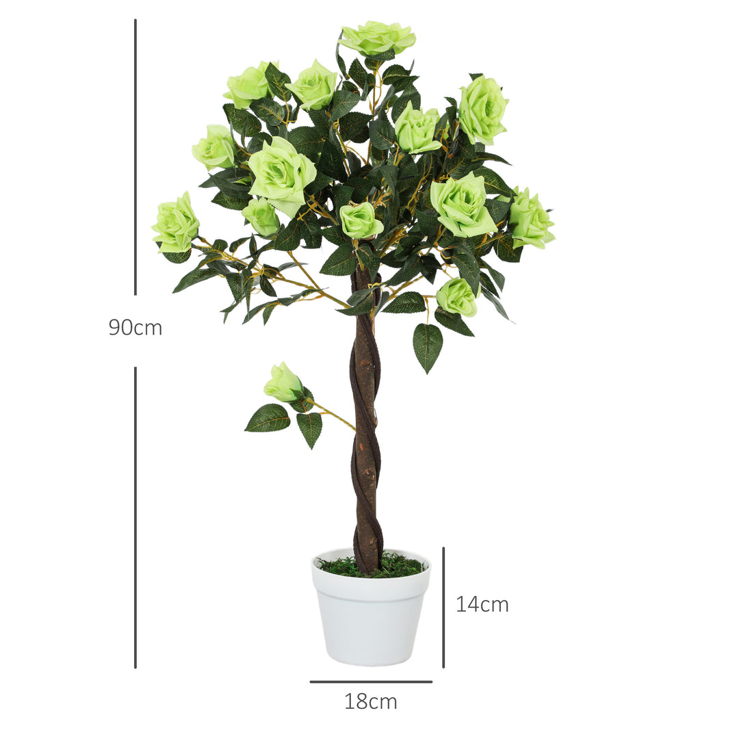Set of Two Faux Rose Trees - Green