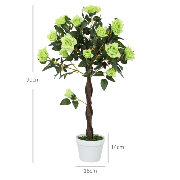 Set of Two Faux Rose Trees - Green