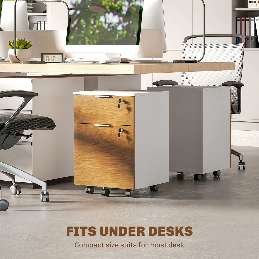Two-Drawer Lockable Filing Cabinet - Wood Effect
