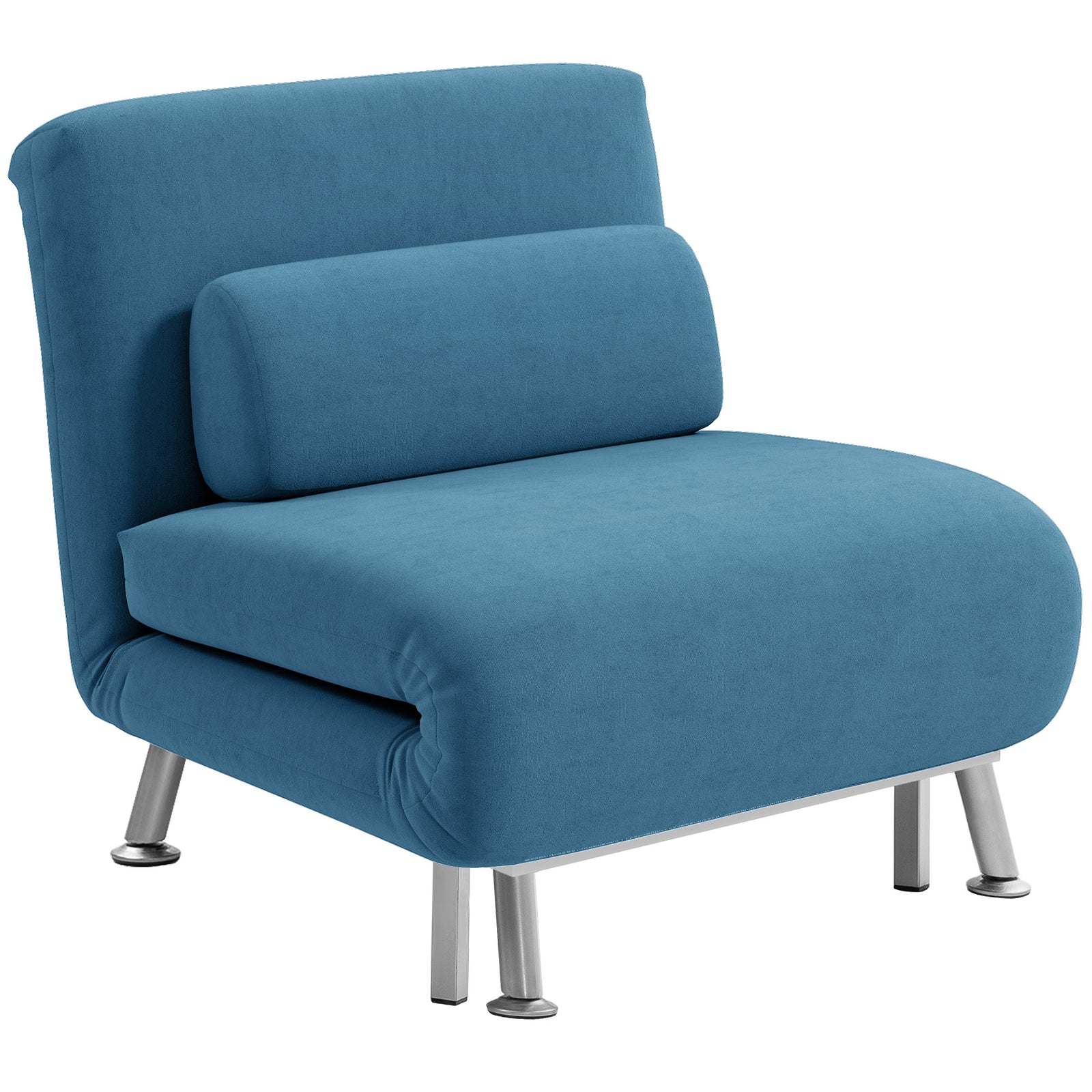Single Velvet-Feel Sleeper Chair - Blue