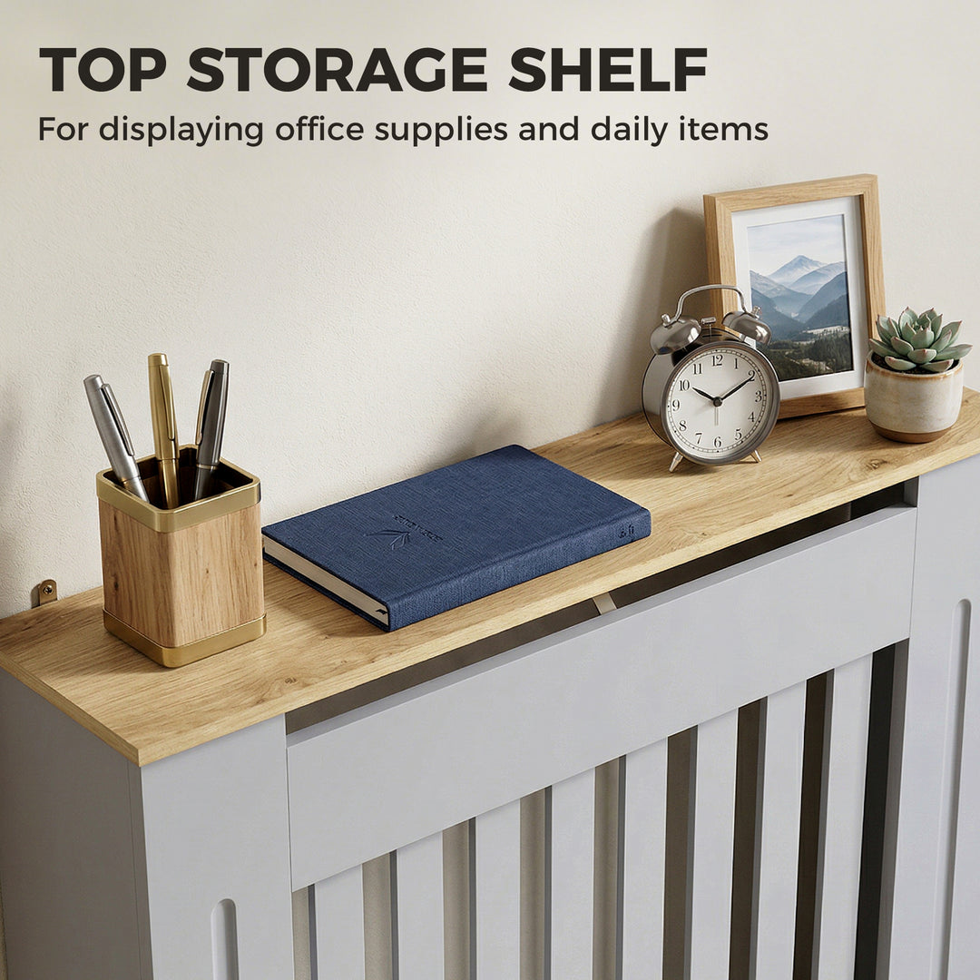 Heater Cover, Radiator Cover Slatted Painted MDF Lined Grill Grey, 78L