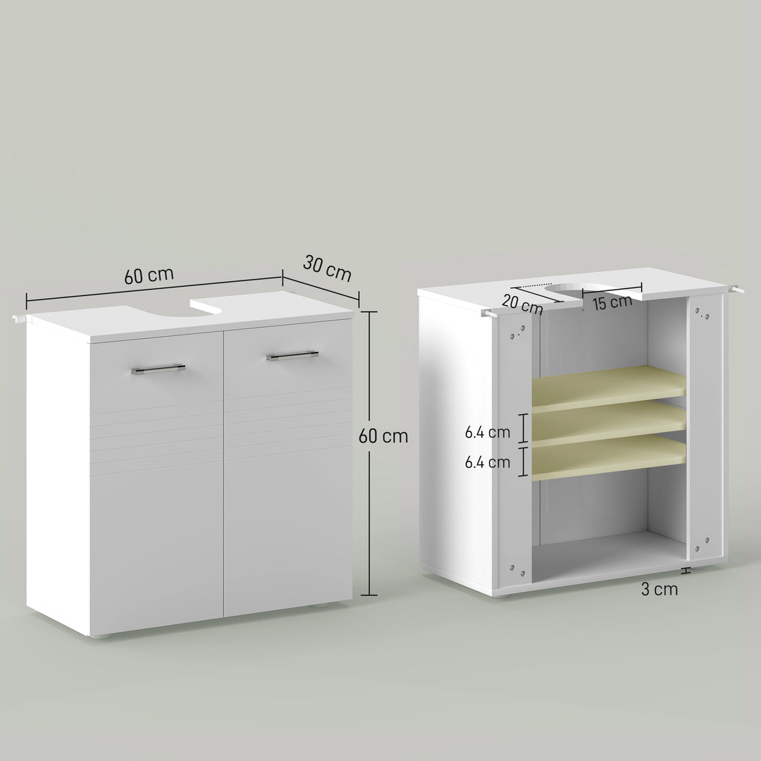Under Sink Cabinet, Bathroom Vanity Unit, Pedestal Under Sink Design, Storage Cupboard with Adjustable Shelf, High Gloss, White