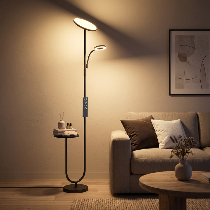 Uplighter Floor Lamp with Table and Reading Light, Dual Light - view 2