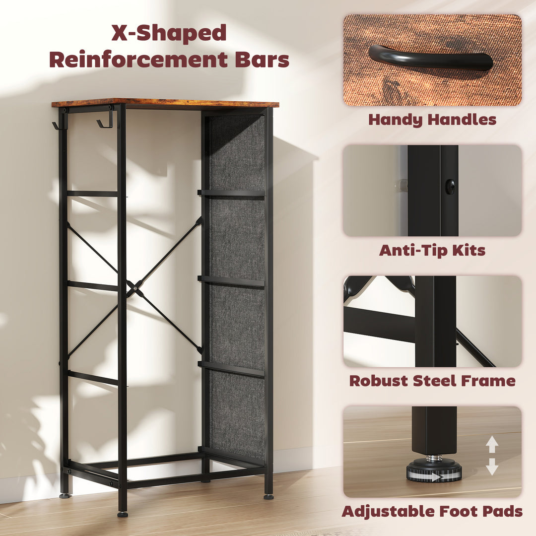 Chest of Four Fabric Drawers - Rustic Brown