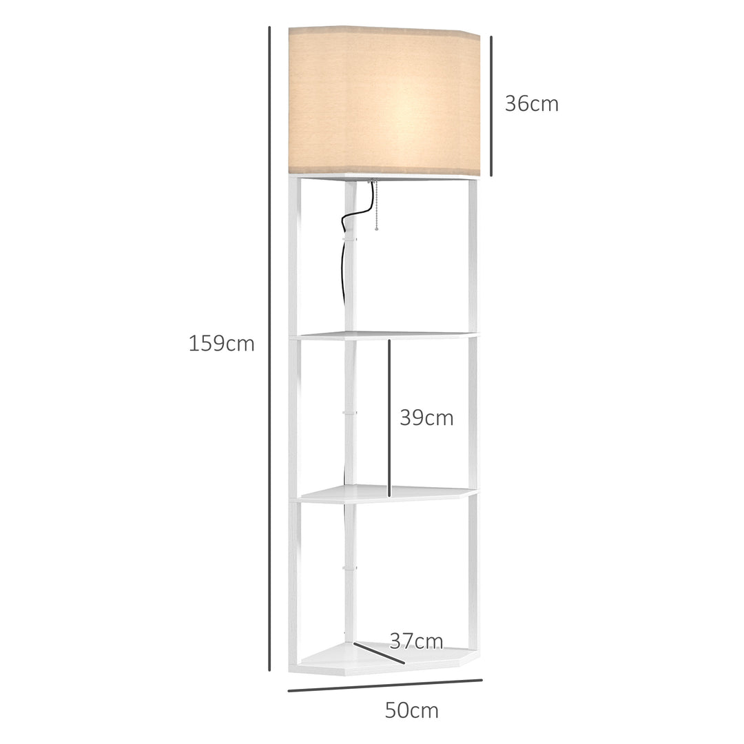 Three-Shelf Corner Floor Lamp - White