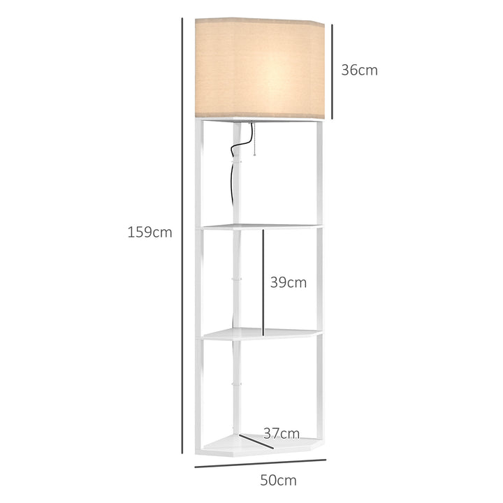 Three-Shelf Corner Floor Lamp - White
