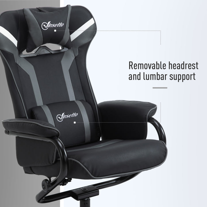 Reclining Chair and Stool Set, Recliner Chair with Headrest, Gaming Chair with Lumbar Support, Pedestal Base for Home Office, Grey