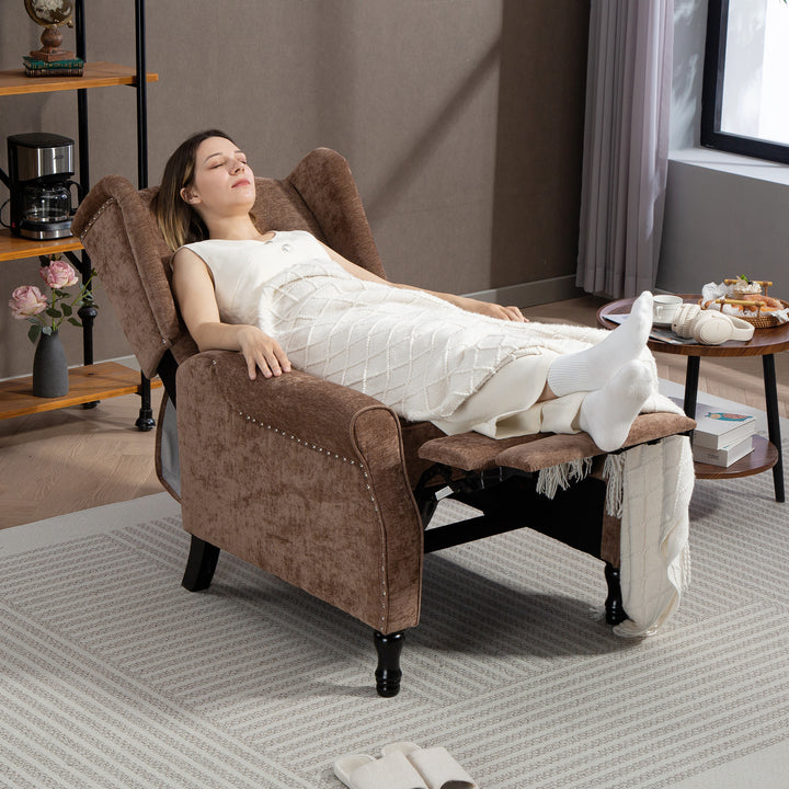 150° Reclining Vintage Armchair, with footrest - Brown