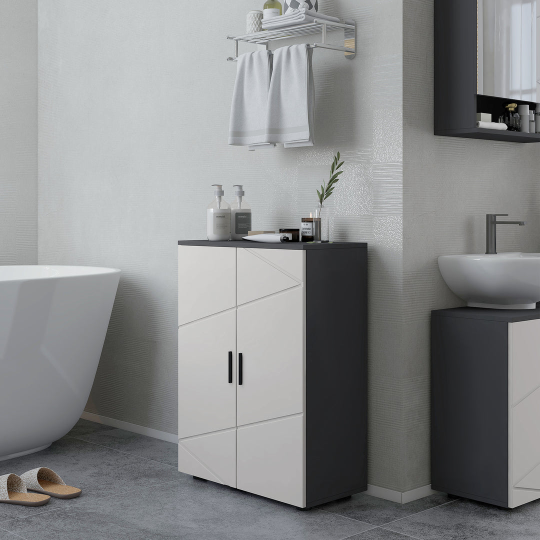 Small Bathroom Cabinet, Bathroom Storage Cabinet with 2-Doors Cupboard, 2 Adjustable Shelves and Soft Close Mechanism, Grey