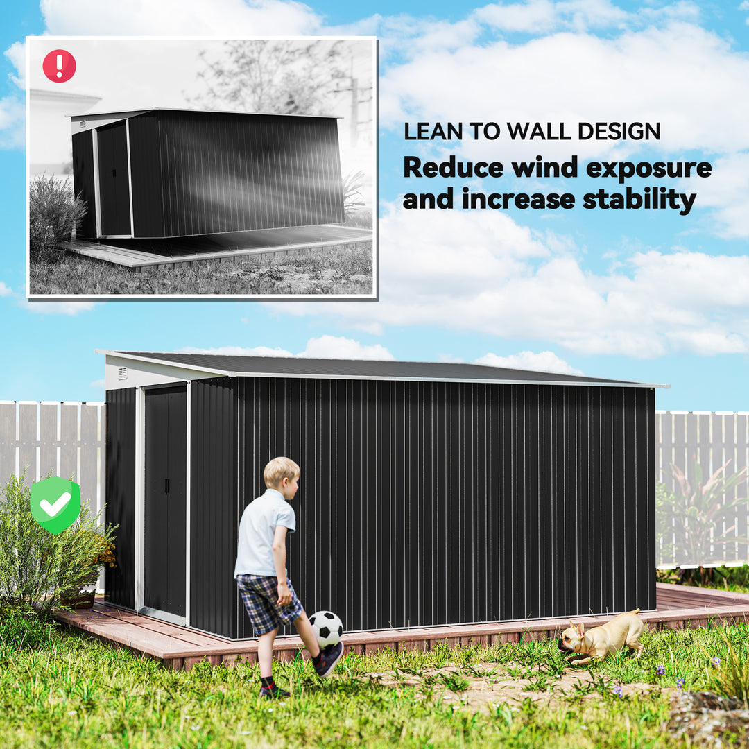 MCL 3.3 x 2.68m Corrugated Metal Shed - Black