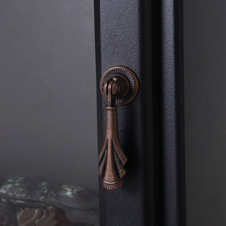 MCL Tempered Glass Casing Electric Fireplace, Freestanding Electric Fire with Realistic Flame Effect, Log Burner with Overheat Protection, 950w/ 1850W, Black