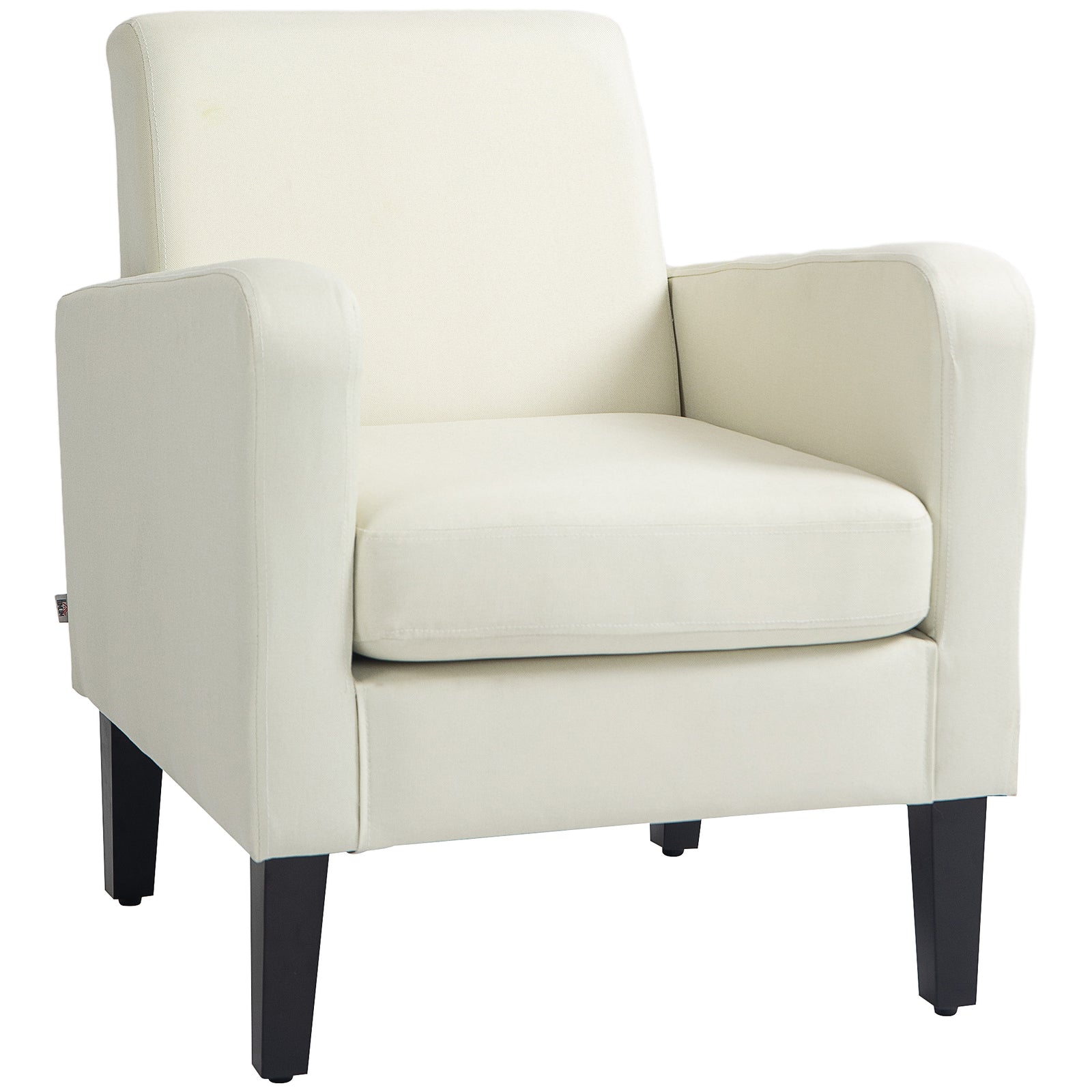 Modern Accent Chair, Occasional Chair with Rubber Wood Legs for Living Room, Bedroom, Cream White