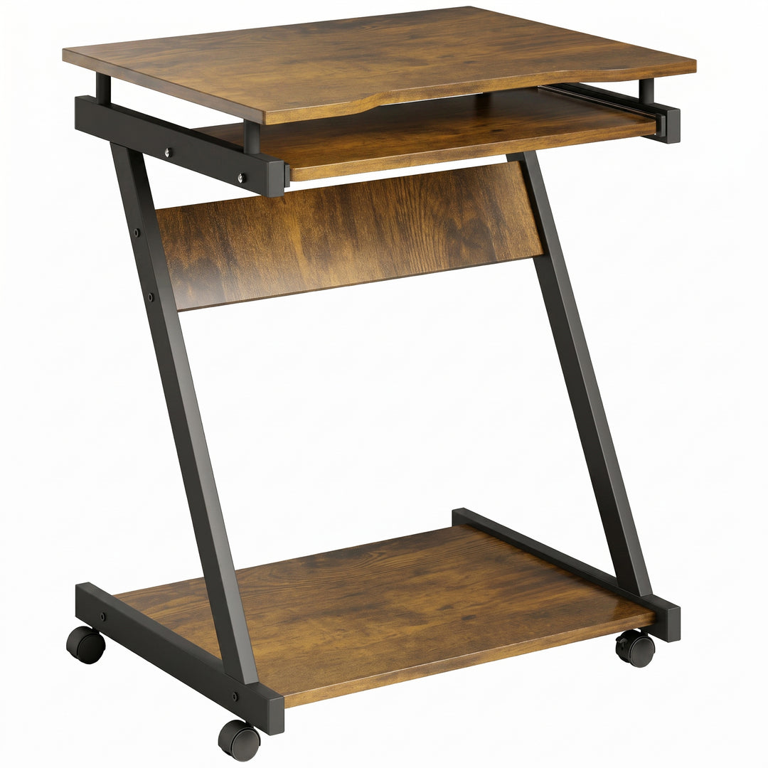 Movable Computer Desk with 4 Moving Wheels and Keyboard Tray