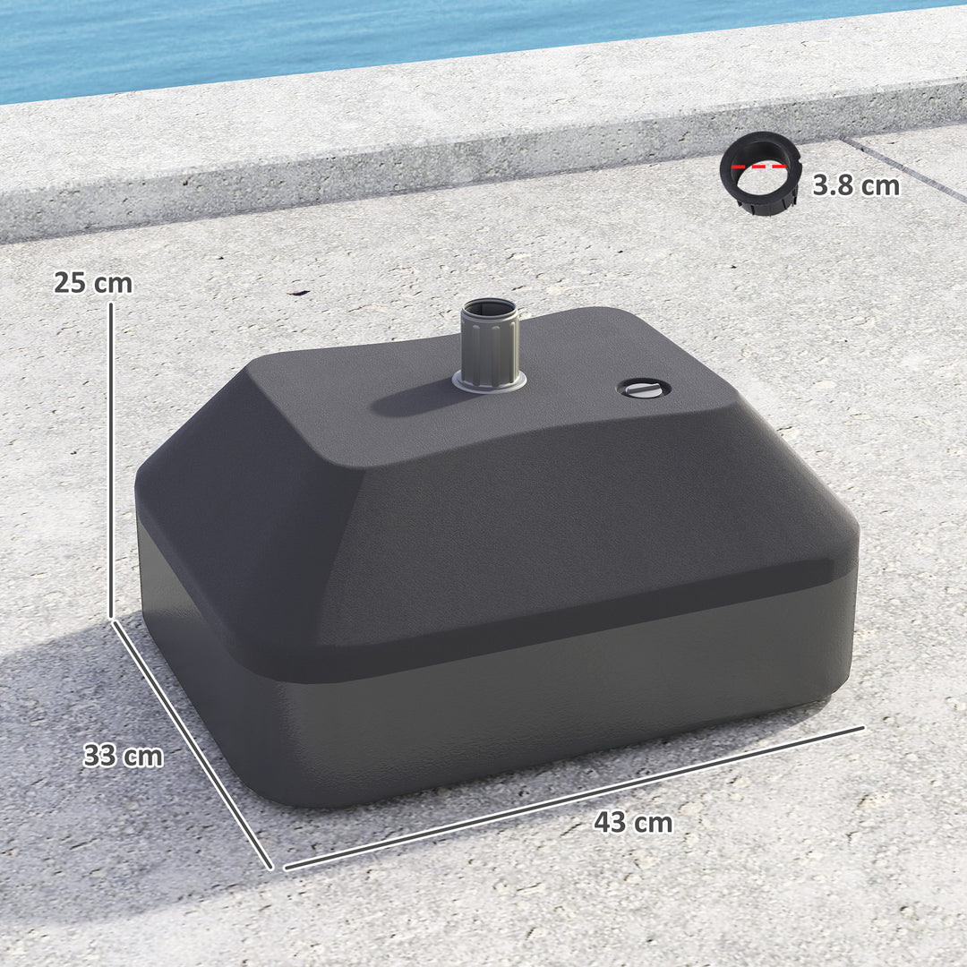 Fillable Garden Parasol Base, Heavy Duty Parasol Base Stand Outdoor Umbrella Stand, Filled Up to 24kg with Sand or 20kg with Water, Sun Umbrella Base for 38 mm Poles, Black