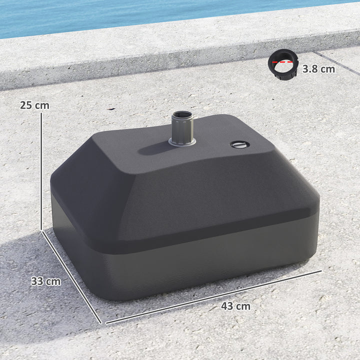 Fillable Garden Parasol Base, Heavy Duty Parasol Base Stand Outdoor Umbrella Stand, Filled Up to 24kg with Sand or 20kg with Water, Sun Umbrella Base for 38 mm Poles, Black
