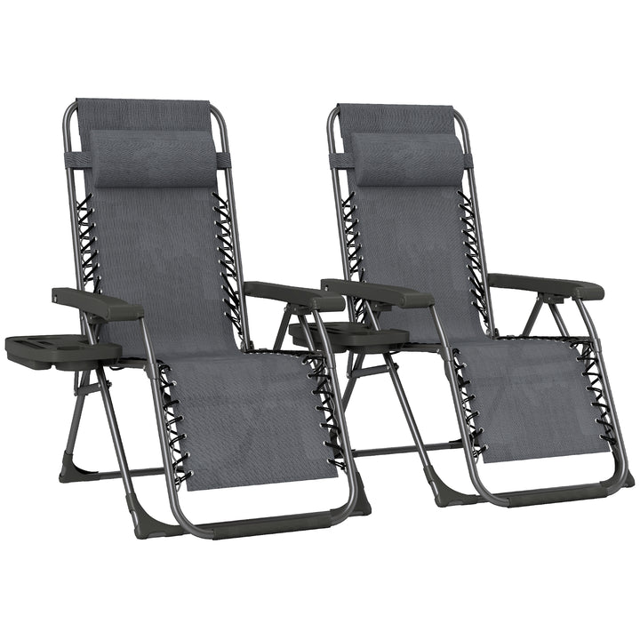 Zero Gravity Chairs Set of 2, Folding Sunloungers Reclining Garden Cha