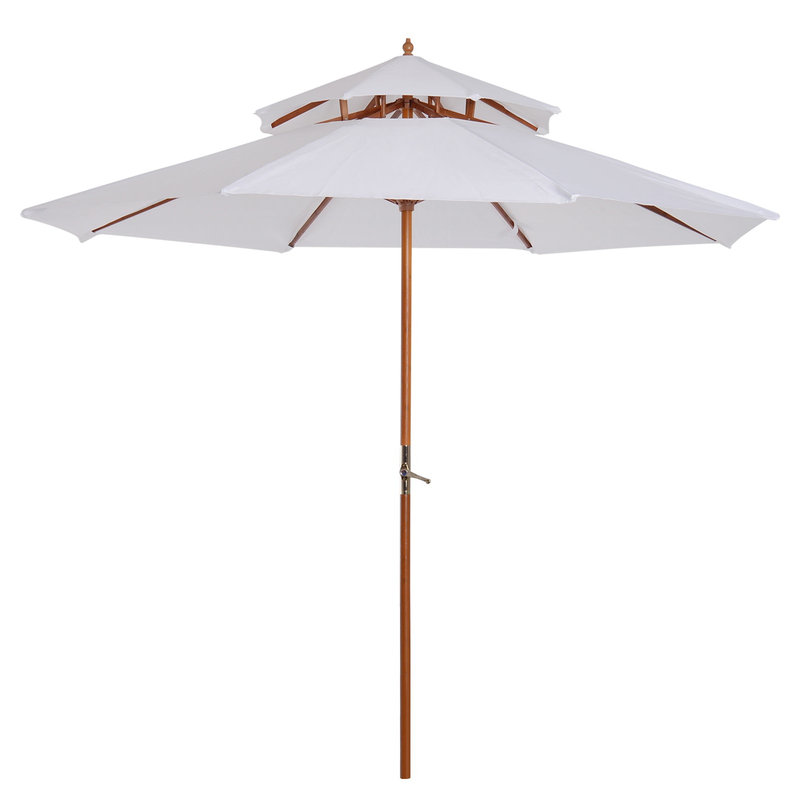 2.7m Elegant Wooden Frame Parasol Umbrella - White