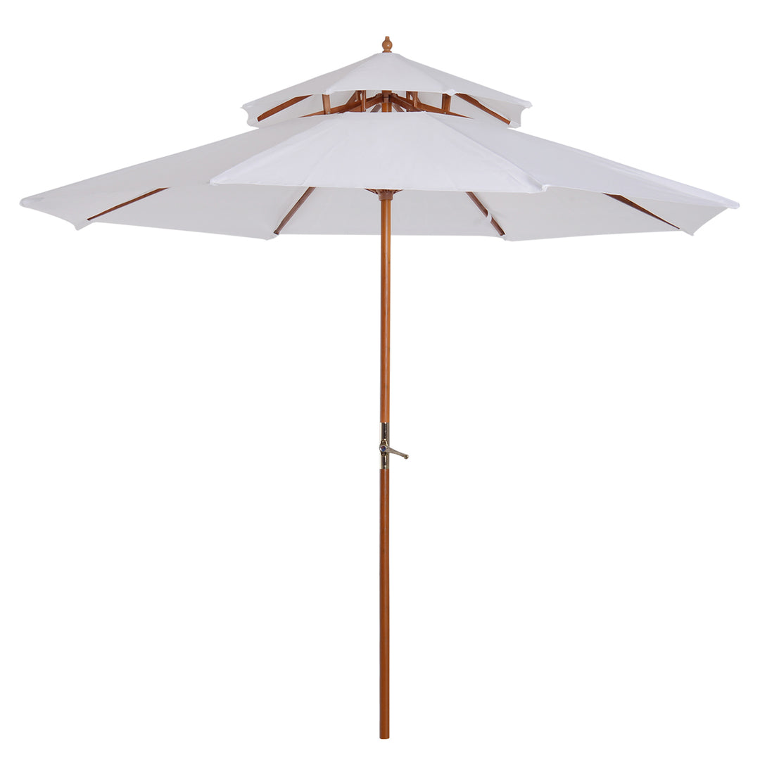 MCL 2.7m Elegant Wooden Frame Parasol Umbrella - White