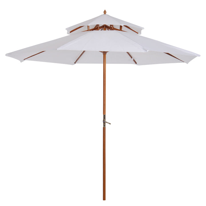 MCL 2.7m Elegant Wooden Frame Parasol Umbrella - White