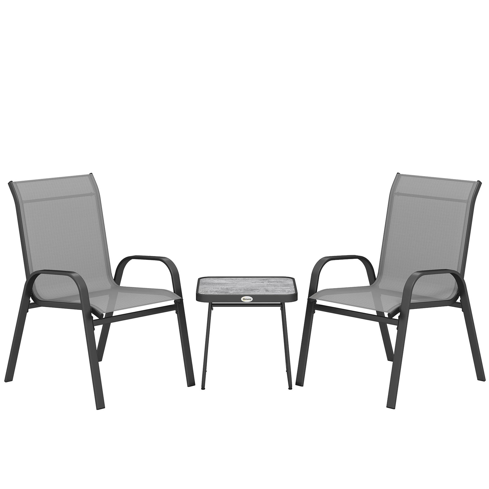 Three-Piece Metal Frame Garden Seating Set - Grey