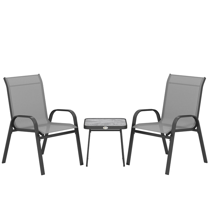 Three-Piece Metal Frame Garden Seating Set - Grey