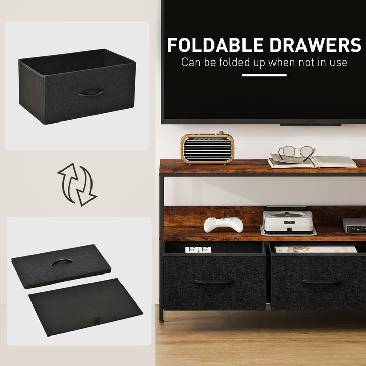 TV Stand Cabinet with 3 Foldable Drawers - Rustic Brown
