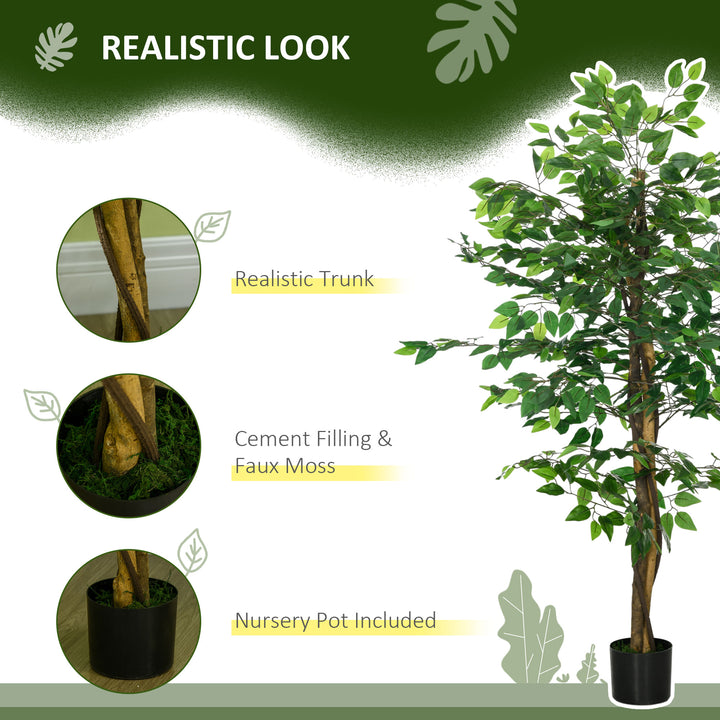 Artificial Ficus Tree, with Weighted Plant Pot - Green