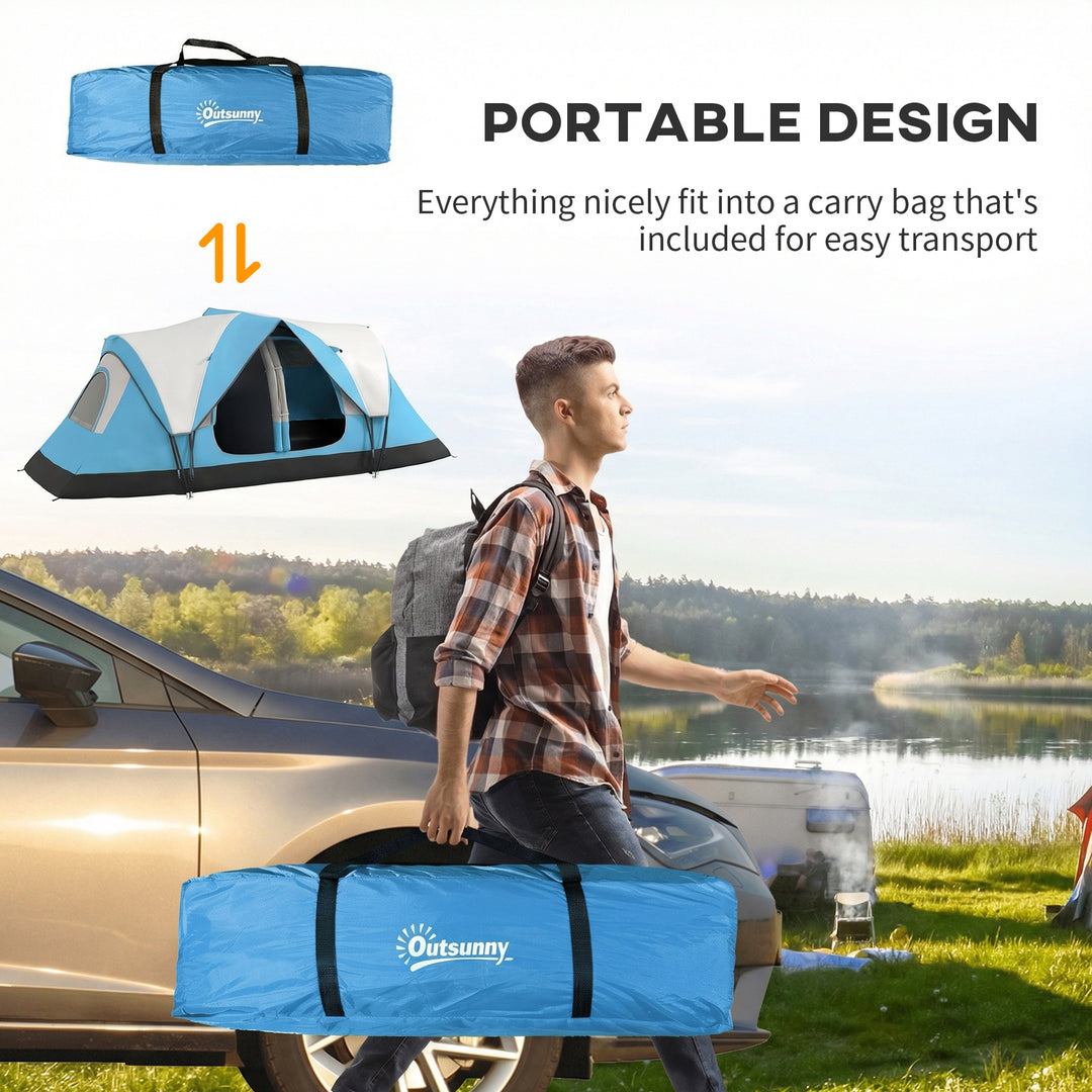 Camping Tent for 6 Man with 2000mm Water Resistant Rainfly and Carry B