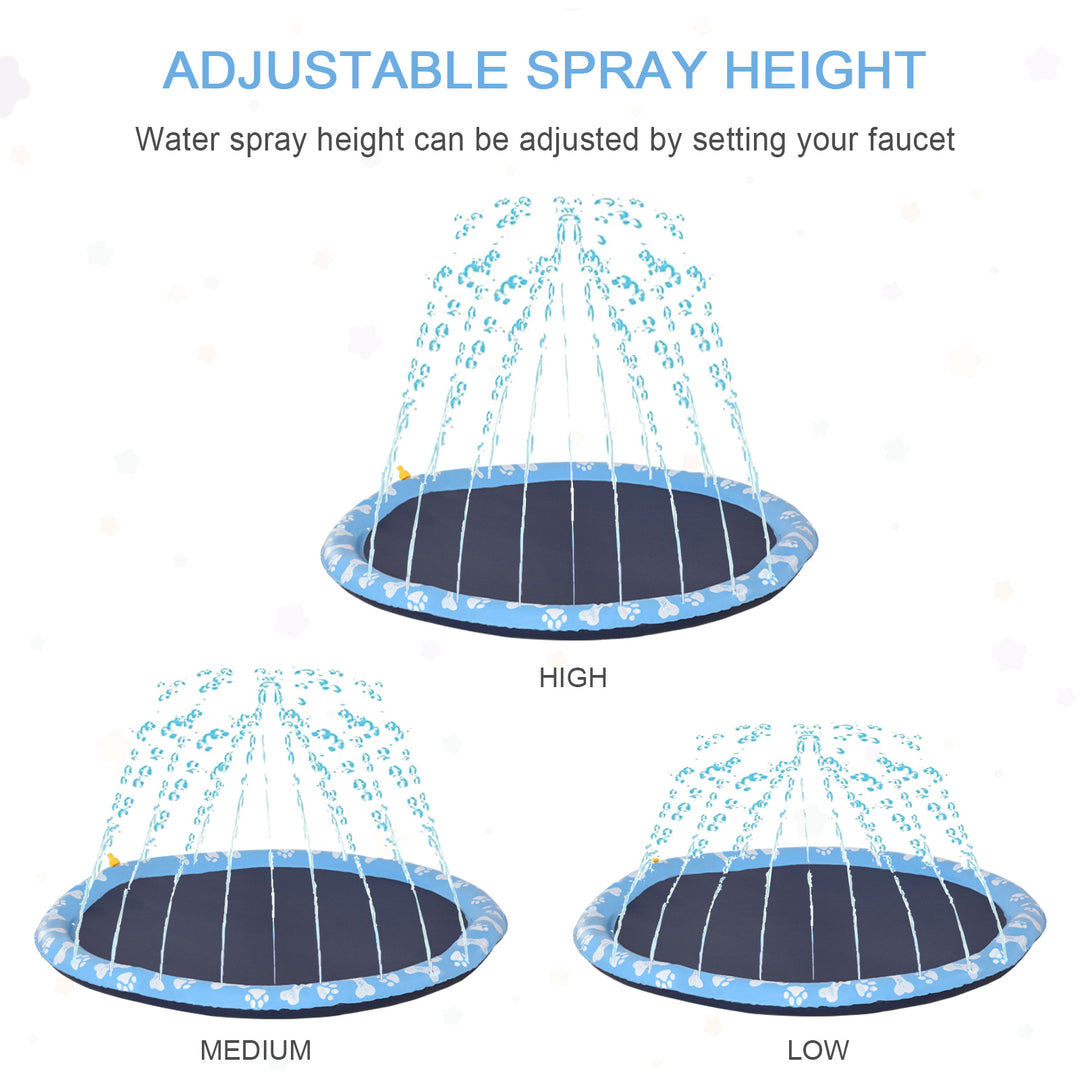 Dog Splash Pad, Pet Sprinkler Mat, Non-Slip Dog Paddling Pool, Foldable Outdoor Sprinkler and Splash Mat Water Play for Garden, Patio, Summer Fun, 170 cm