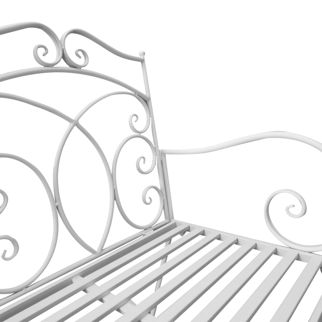 MCL Patio 2 Seater Rocking Bench Steel Garden Outdoor Garden Loveseat Chair w/ Decorative Backrest White