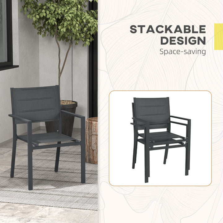 Set of Two Aluminium Stacking Garden Chairs - Dark Grey