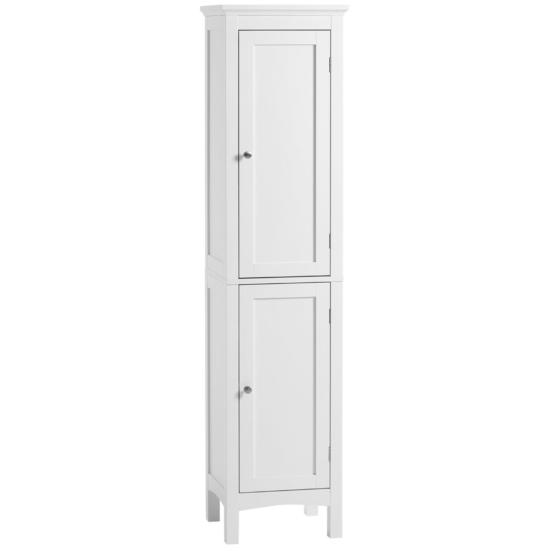 Tall Bathroom Storage Unit, Slim Bathroom Cabinet with Adjustable Shelves and Double Door, White