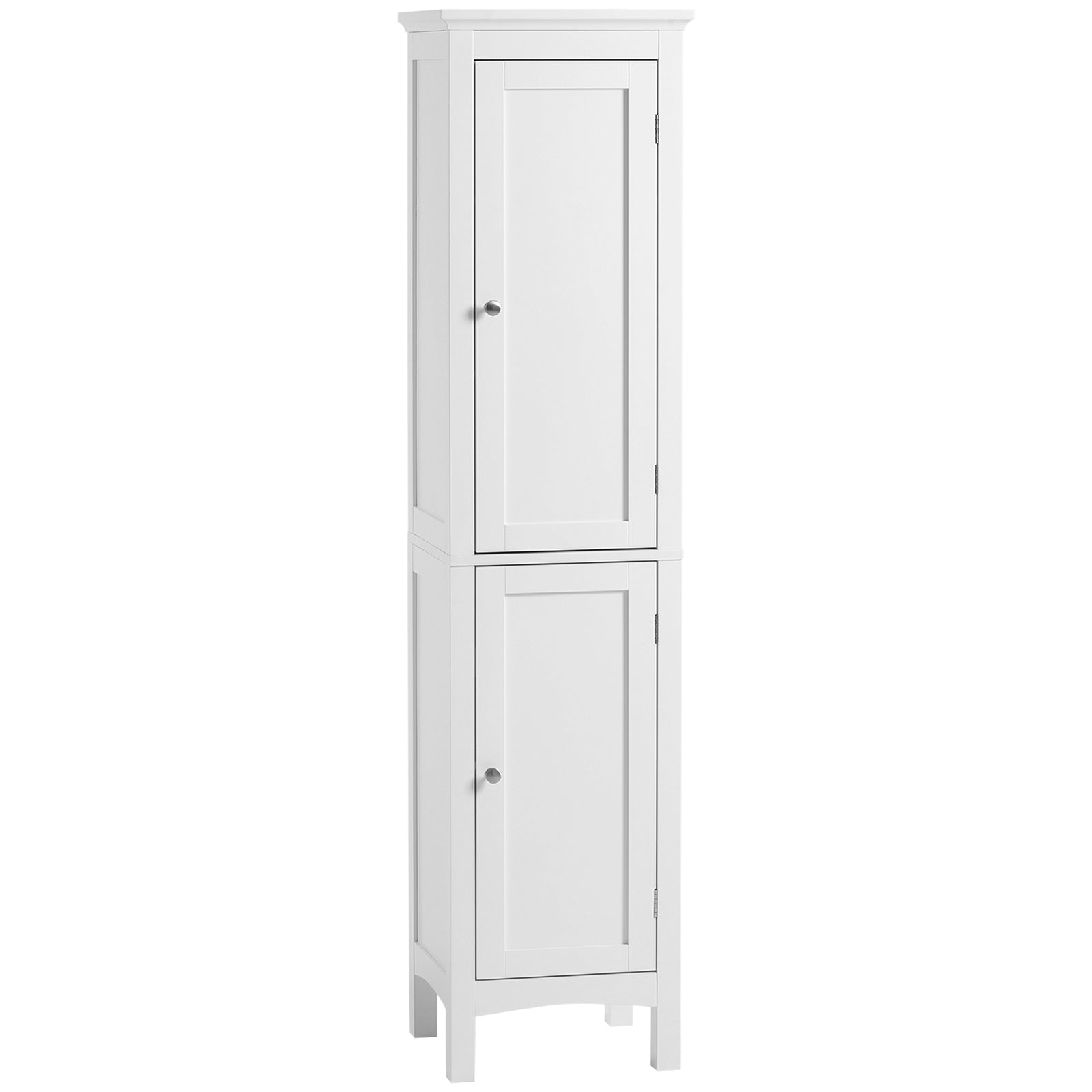 Tall Bathroom Storage Unit, Slim Bathroom Cabinet with Adjustable Shelves and Double Door, White