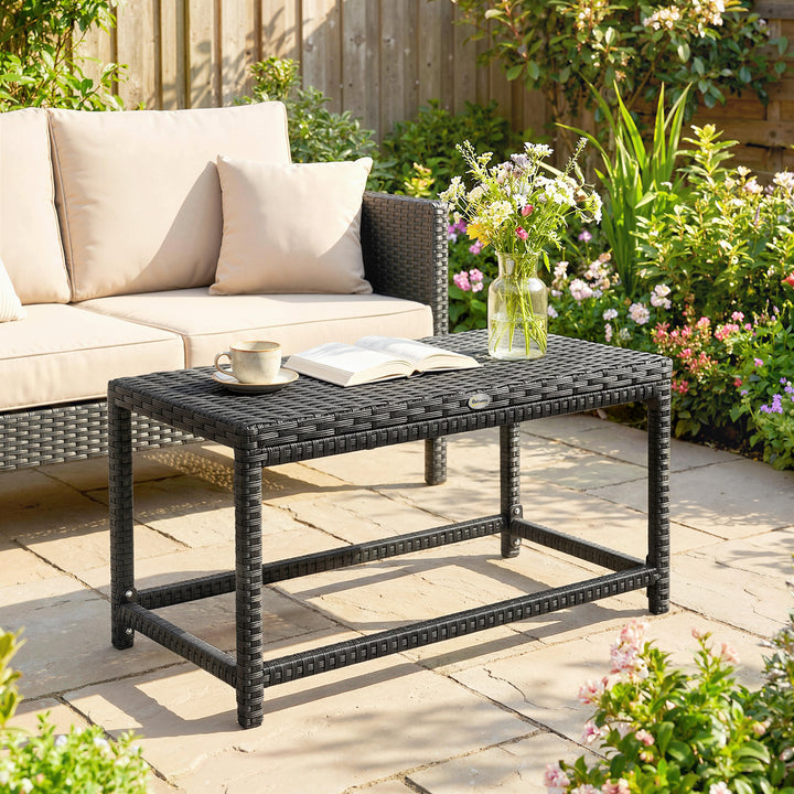 Outdoor Coffee Table Side Table with Rectangular Frame for Patio, Balc