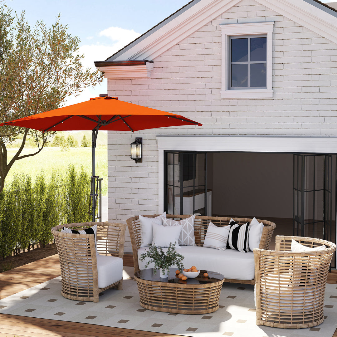 3(m) Solar LED Cantilever Parasol - Orange