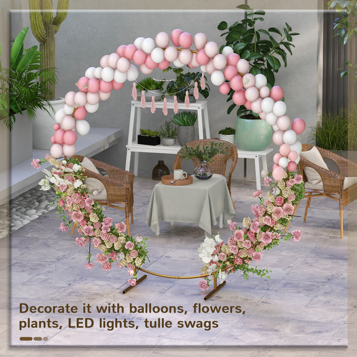 222cm Gold Tone Backdrop Stand, Round Metal Wedding Arch for Birthday 