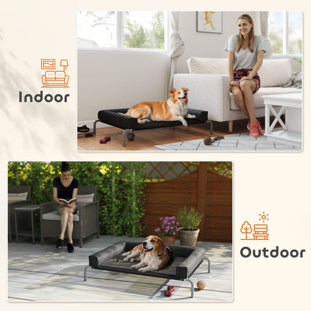 Elevated Dog Bed with Removable Bolsters, Raised Dog Bed for Medium Br