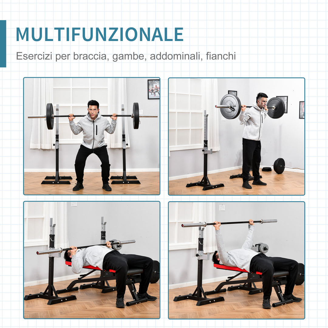 MCL Barbell Squat Rack Adjustable Weight Lifting Bench Max Load 150kg Gym Fitness Strength Training Push up Dip Stand with Wheels